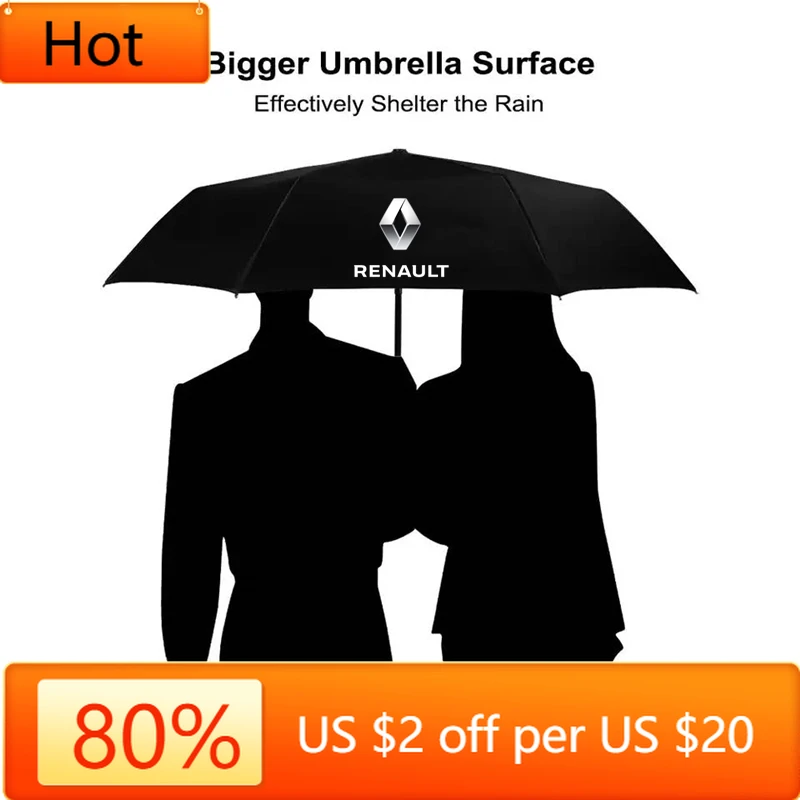 

2026 Hot For Renault Interior Stickers Strong Fully Automatic Umbrella Folding Rain Umbrella For Renault Megane 2 3 Clio Scenic