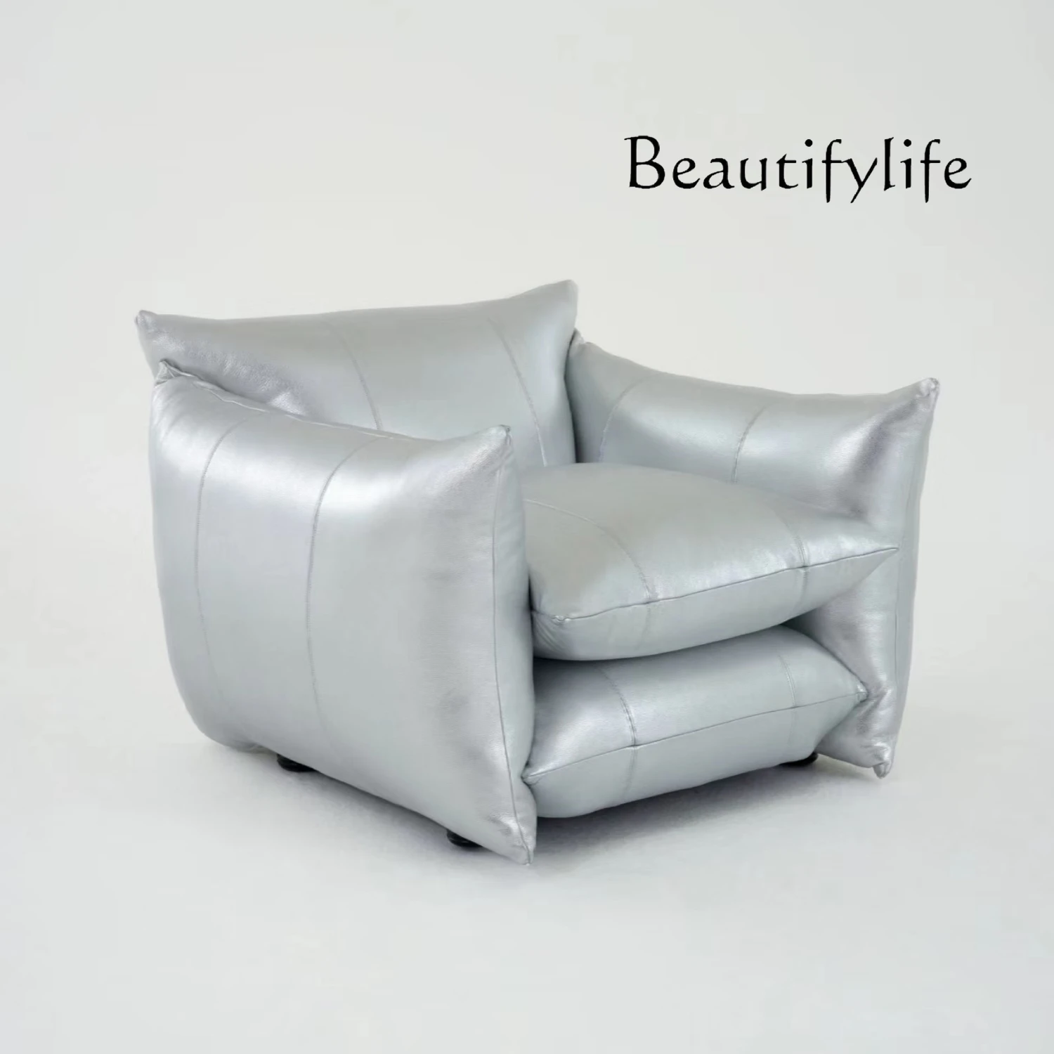 

American retro niche silver single sofa designer living room striped single casual sofa chair