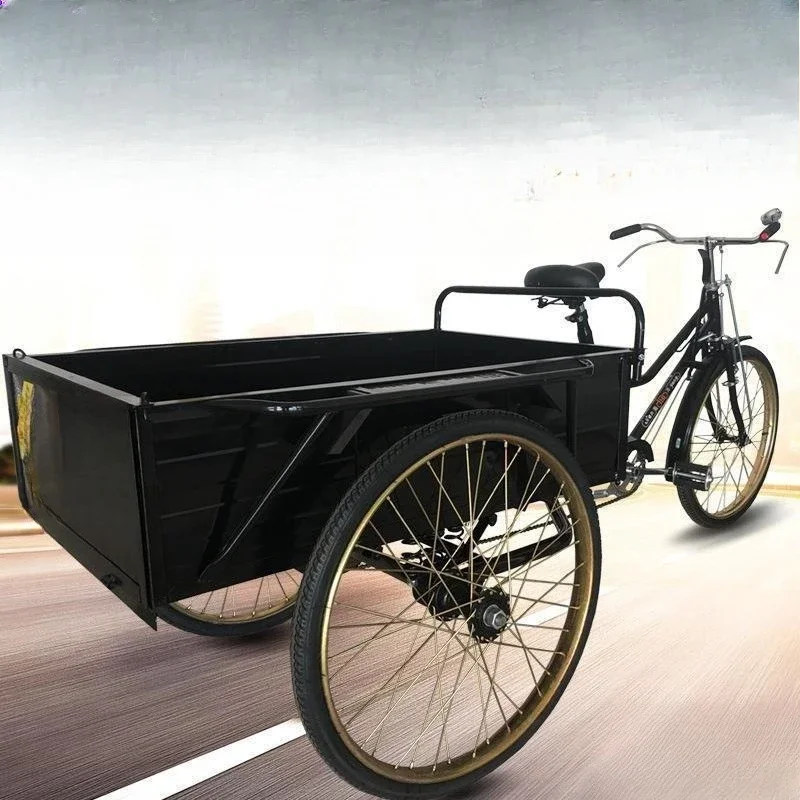 Thickened street stall pedal double brake human tricycle bicycle
