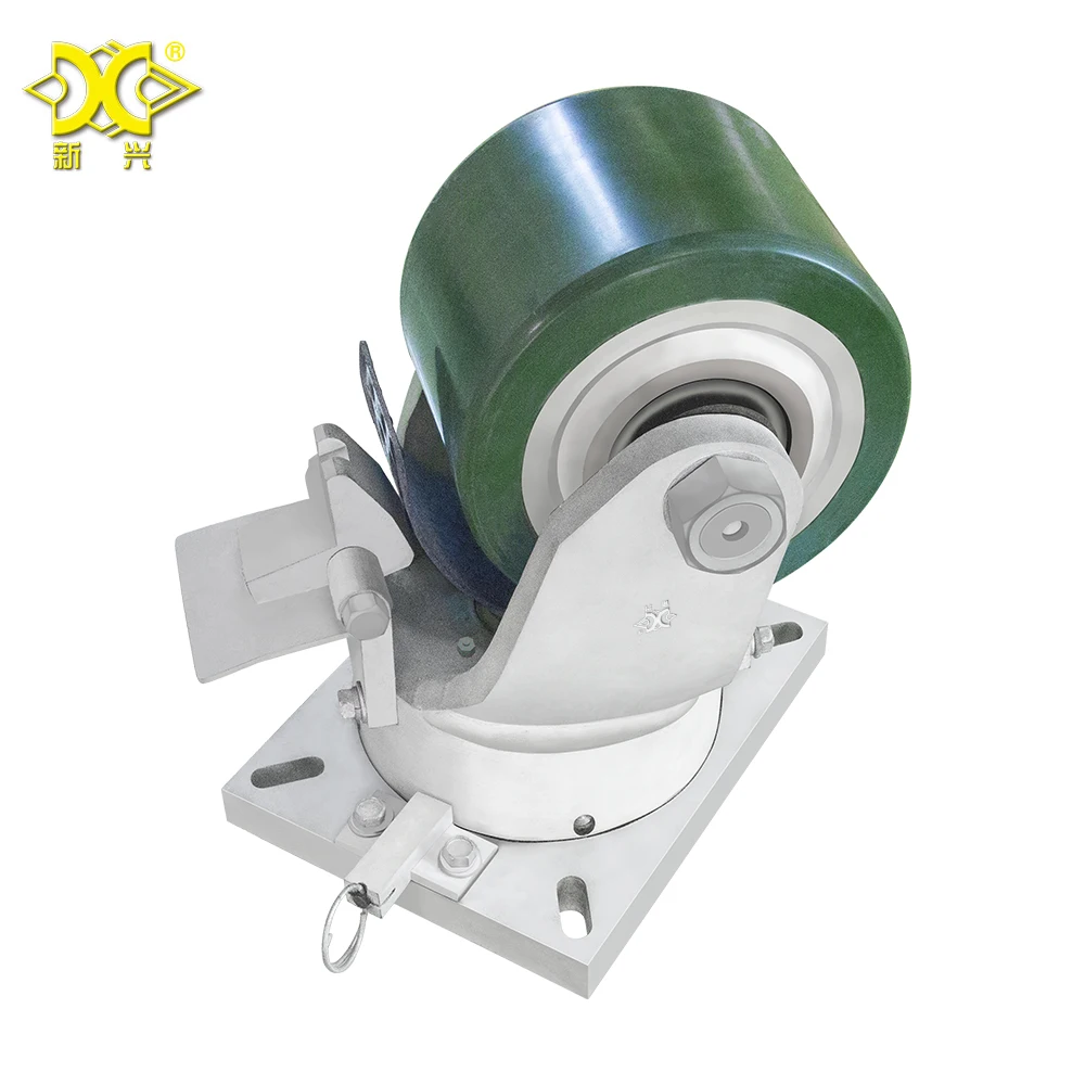 

10 Tons Ultra Heavy Duty Shipping Container Moving Dolly Caster Wheels Industrial Green PU Casters with Brake