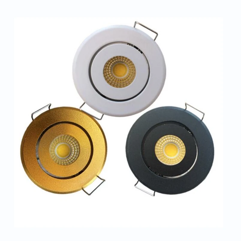 

Dimmable Mini LED Downlights 3W 52mm AC85-265V Jewelry Display Ceiling Recessed Cabinet Silvery/Black/White/Golden COB downlight