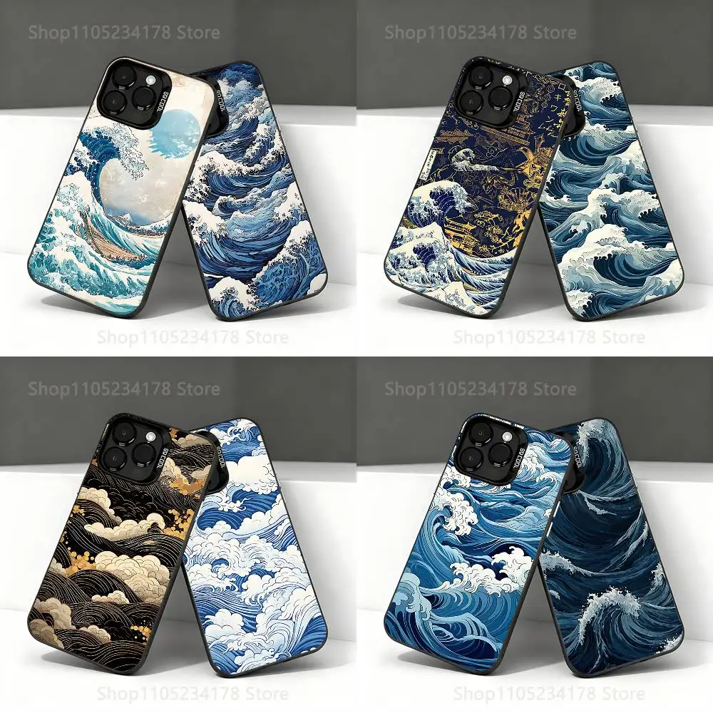 

Ukiyo-e Ocean Waves Creative Phone Case For iPhone 17,16,15,14,13,12,11,Pro,Max,Plus,E,Air,Mini Black IMD Cover