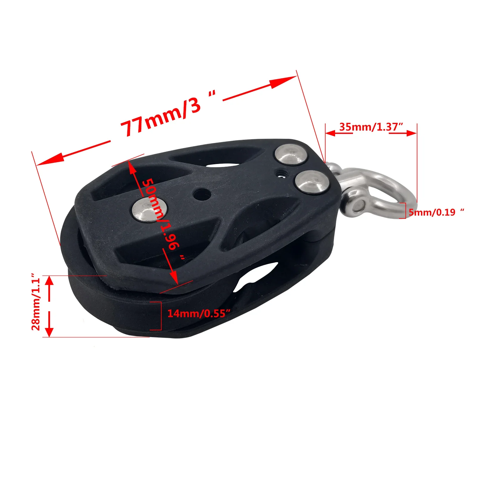 STLF ISURE MARINE Black Nylon Pulleys, Heavy-duty Nylon Rotating Pulleys, Marine and Yacht Hardware Accessories