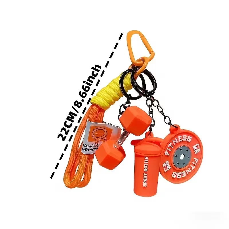 Personalisierter Sportlicher Schlüsselanhänger, Multifunktionales Fitness-Rucksack-Zubehör, Langhantel, Kurzhantel, Wasserflasche, Schlüsselanhänger – Detail 5