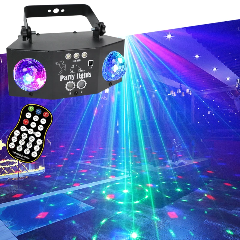 

HCWE US Double Headed Disco Ball Remote Control DI Laser Lights RGB Projector Apply Home Entertainment Party Halloween Wedding