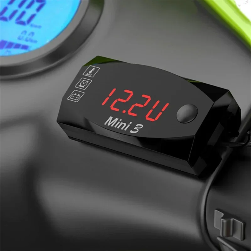 3 In 1 Digital Time Car Clock Motorcycle Boat DC 6V-30V  Multi Thermometer Voltmeter LED Audio Usb Switch Waterproof Tester