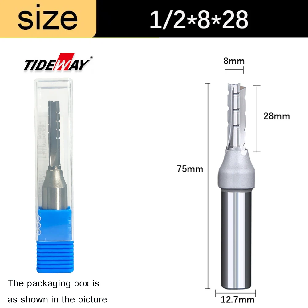 Tideway 1/2 Shank 3 Flutes Cutting Straight Router Bit TCT Frezy do obróbki drewna CNC Frez do przycinania bitów do drewna — zdjęcie produktu 10
