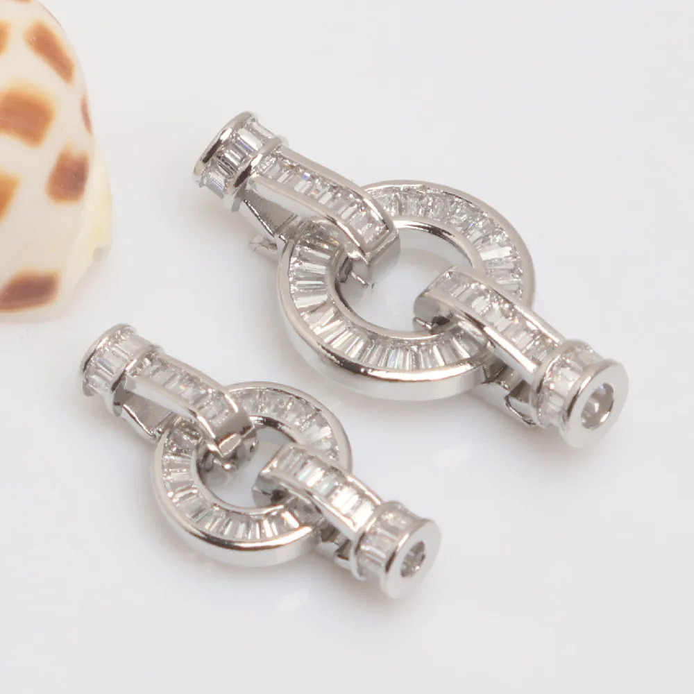 1piece green gold  11/15mm zircon clasp  connector wholesale for jewelry  DIY necklace pearl hook findings