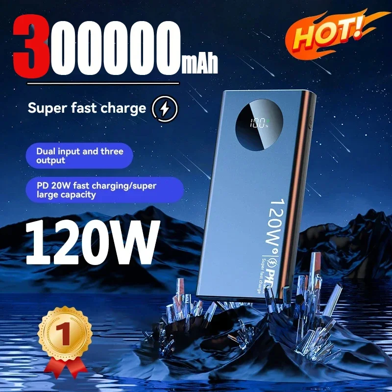 30000mAh High Capacity Power Bank 120W Super Fast Charging Powerbank Portable Battery Charger For iPhone Samsung Huawei xiaomi