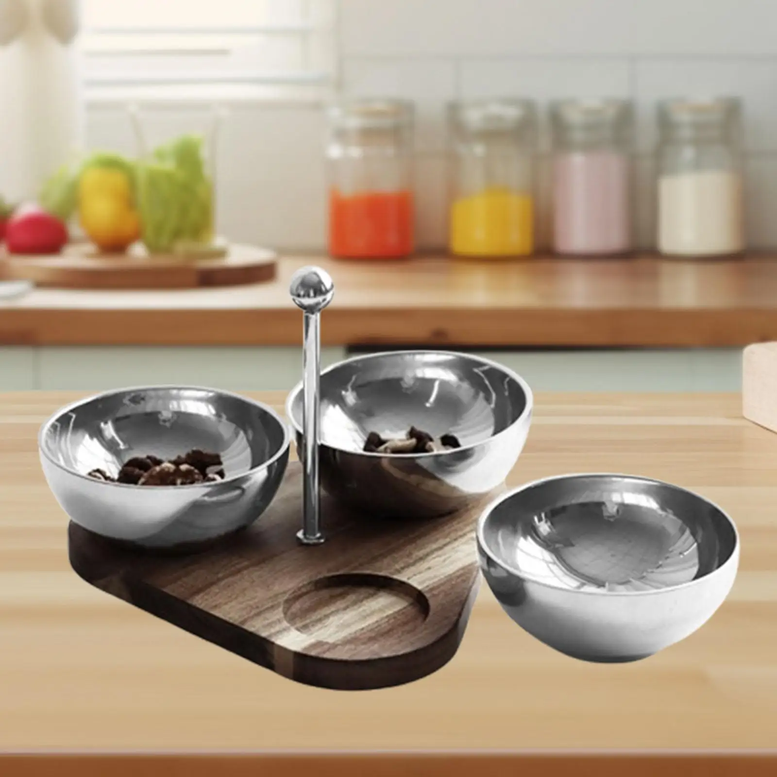 Cuenco para servir de 3 compartimentos, resistente a la oxidación, fácil de almacenar, cuenco de postre para aceitunas, patatas fritas, frutas secas, sala de estar, cocina del hogar