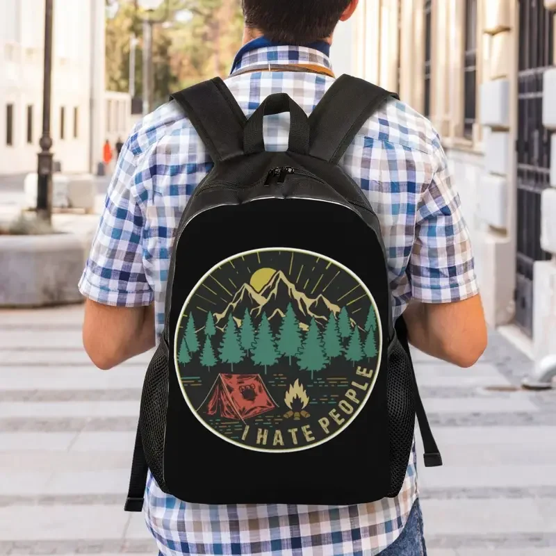 Mochila de Camping I Hate People para hombres y mujeres, resistente al agua, escuela, universidad, aventura, bolsa de senderismo, bolsas de libros estampadas