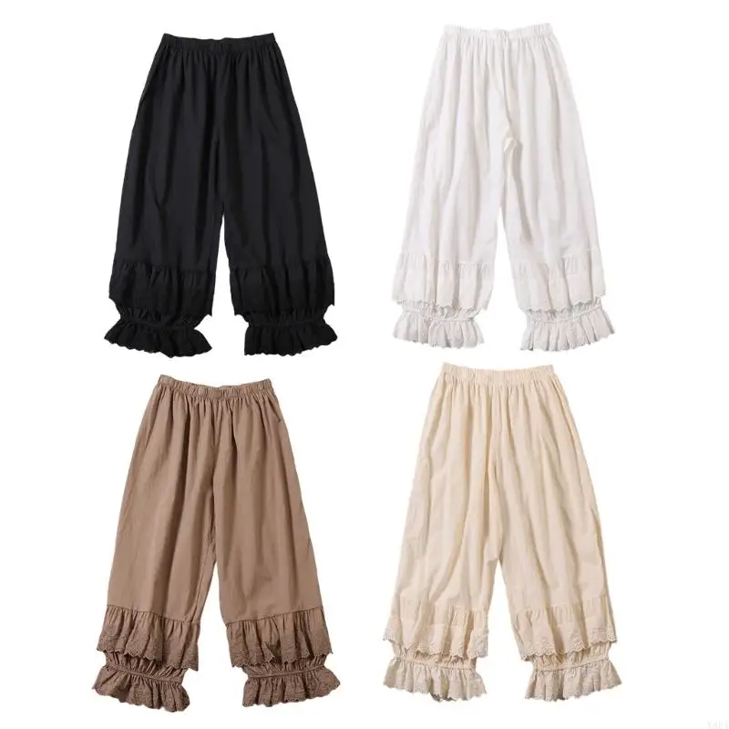 

Y88a Женщины с широко вылоившись с панталунами в ногах, рюша