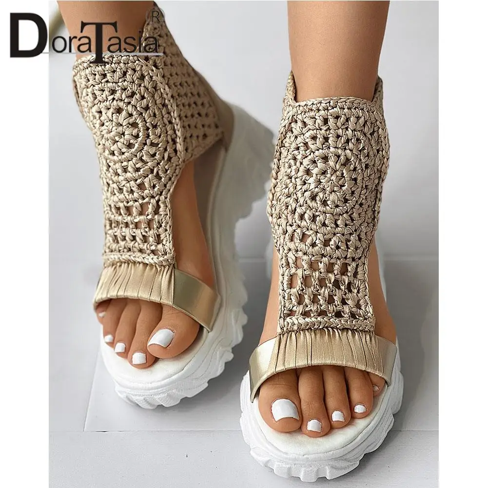 Brand Design Ladies Wedges Heels Sandals Fashion Solid Zip Hollow Platform Sandals Women 2024 Casual Party Daily Woman Shoes