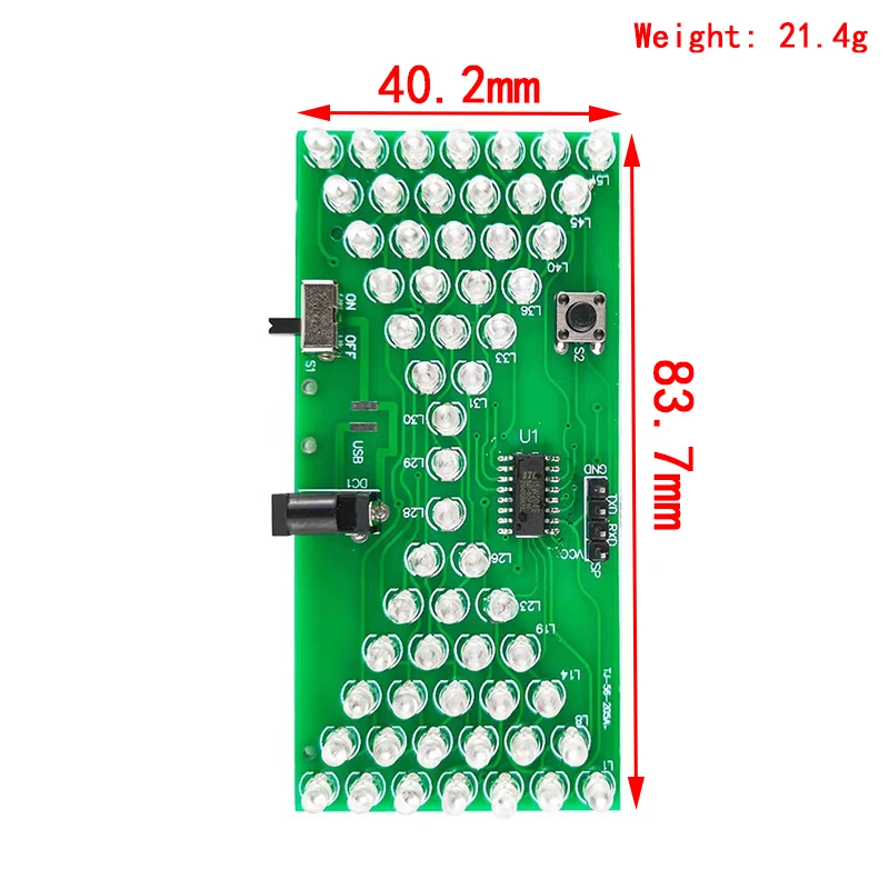 5V Electronic Hourglass DIY Kit Funny Electric Production Kits Precise With LED Lamps Double Layer PCB Board 84*40mm