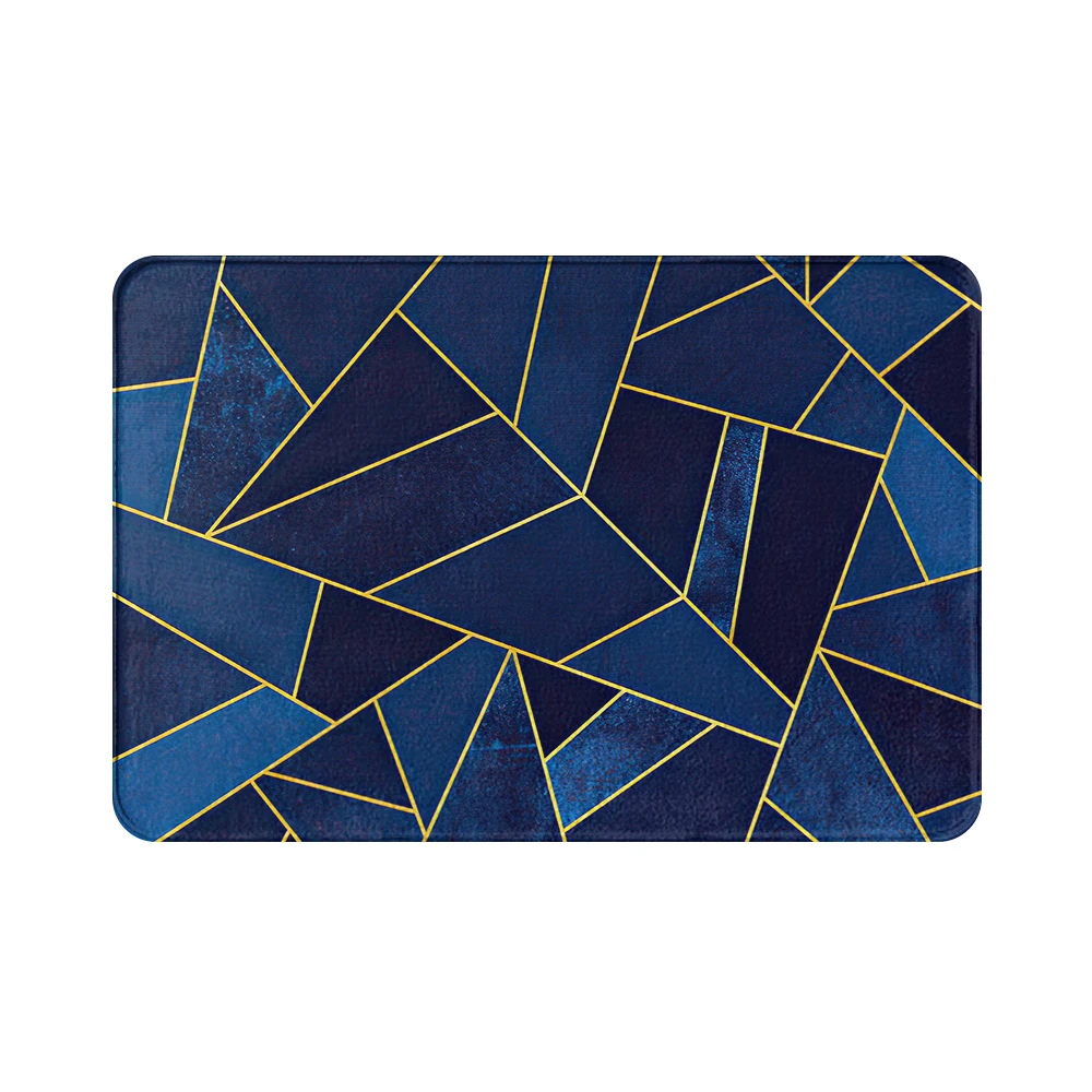 Deep blue Modern Kitchen Mat Geometric Bedroom Entrance Doormat Home Floor Decoration Living Room Carpet Bathroom Non-Slip Rug