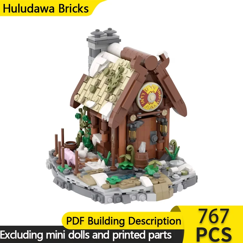 Street View Model MOC Building Bricks Viking Farm Wooden House Modular Technology Gifts Holiday Assemble Children Toys Suit