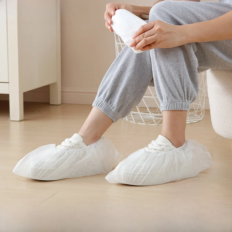 White Thickened Shoe Covers Disposable Non-Woven Fabric Indoor Summer Breathable Cleaning Work Dustproof Adult Foot Covers