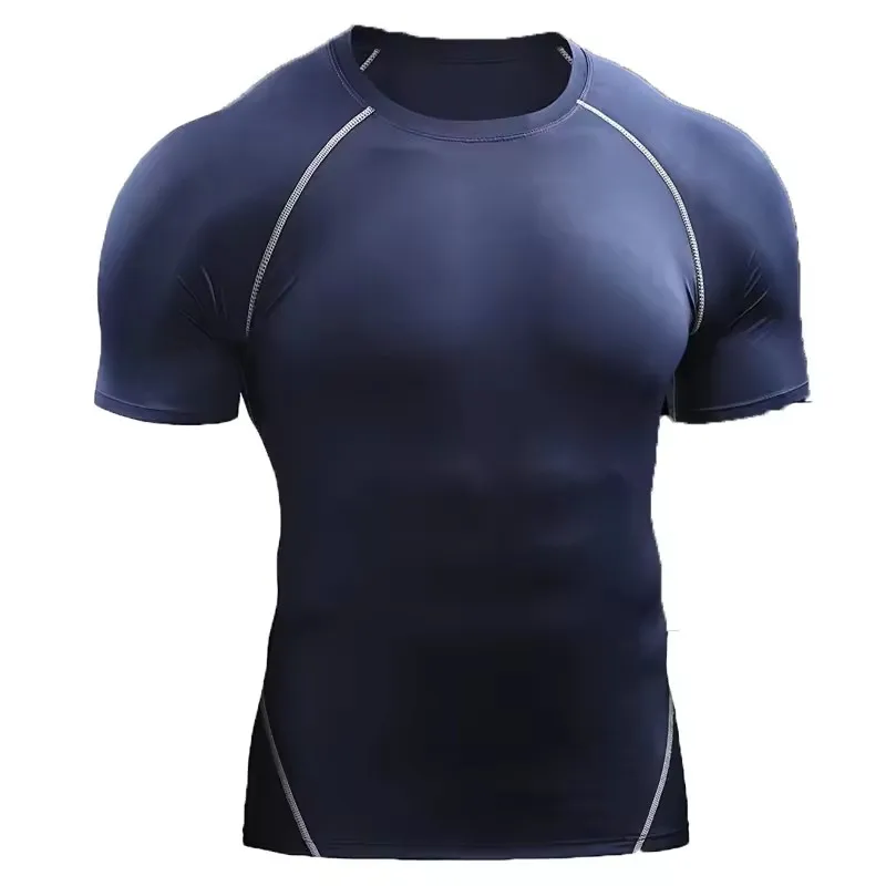 Compressie-T-shirt voor heren Zomersportkleding Hardloop-T-shirt Elastisch Sneldrogend Sporttops Tee Atletische Gym Workout T-shirts Heren