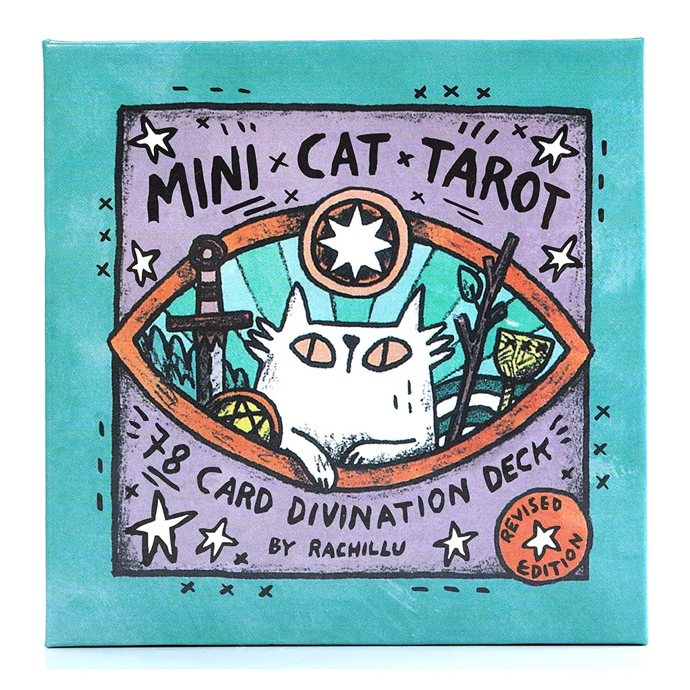 بطاقات تارو صغيرة على شكل قطة مكونة من 78 قطعة مقاس 1: 1، كتاب دليل حافة مذهبة، ألعاب لوحة التارو