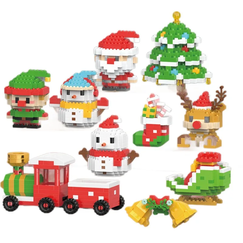 عيد الميلاد سانتا الرنة شجرة اللبنات مجموعة DIY عطلة التجمع لعبة مجسمة للأطفال التعليمية هدية تزيين عيد الميلاد #6
