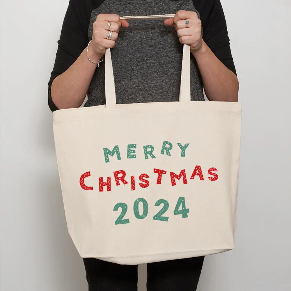 Damen Einkaufstasche Frohes Neues Jahr Weihnachten Handtasche faltbare wieder verwendbare Shopper Harajuku Stil Tasche Student Einkaufstasche Aufbewahrung taschen