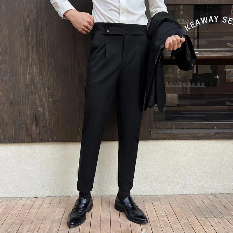 

Новые повседневные брюки с высокой талией, элегантные мужские брюки