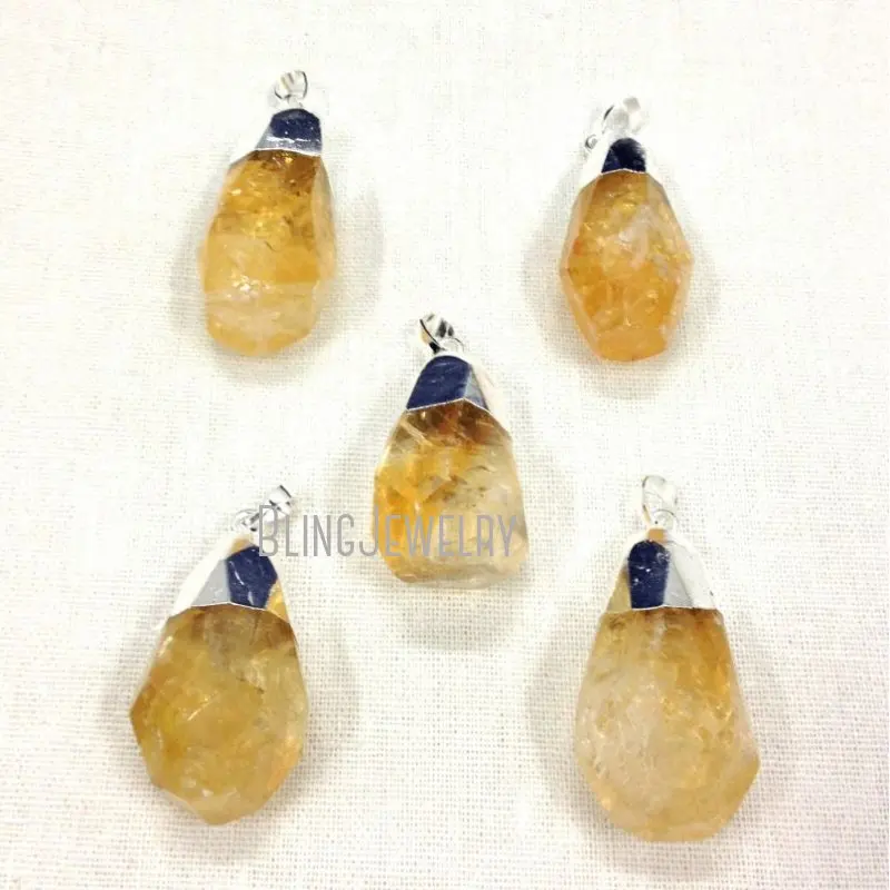 PM12175 Healing Crystal Protection Energy November Birthstone Pendant Citrine Drop  