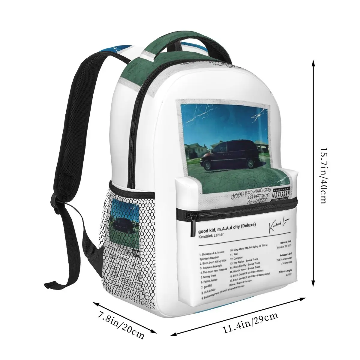 Kendrick Lamar Good Kid Maad City Deluxe Album Art Student Backpack School Bag Daypack for Boys Girls Bookbag Shoulder Bags