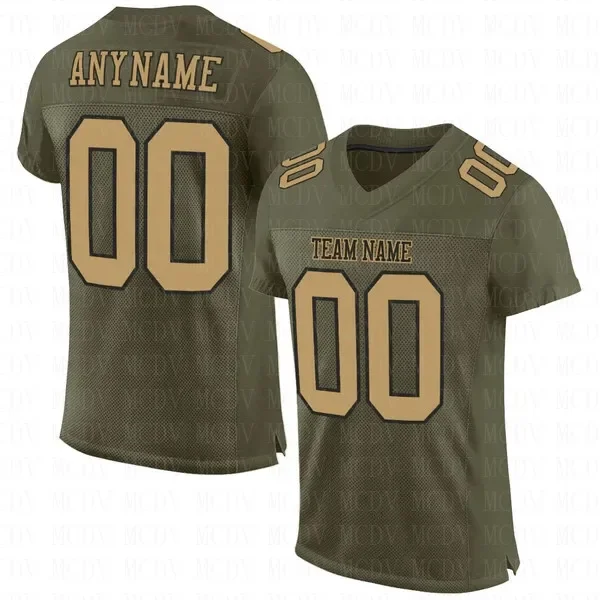 

Custom Olive Old Gold-Black Mesh Authentic Salute To Service Football Short Sleeves Athletic Tee Shirts Unisex Top streetwear