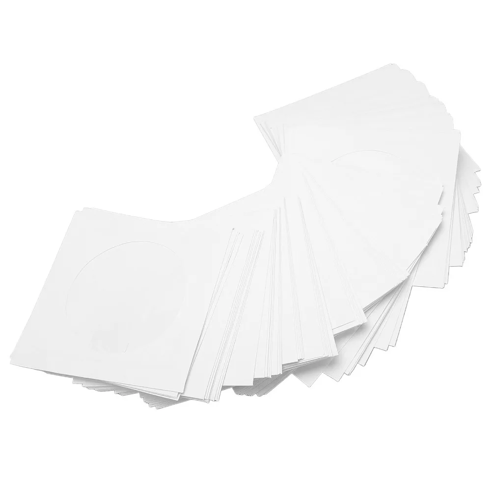 100PCS Practical Clear Window CD Sleeves Flap Design Reusable Disc Sleeves DVD Sleeves Media Collection