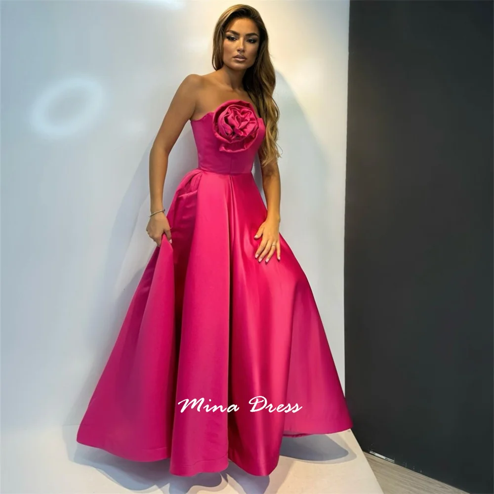 

Mina Customized Flowers Prom Dresses Elegant Evening Party Dresses for Special Occasions Piglet Breast Strapless Slit Mini Dress
