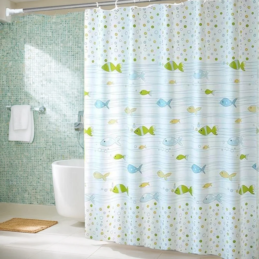 Joy color fish group children's fun shower curtain Waterproof PEVA material bathroom dry and wet separation partition curtain