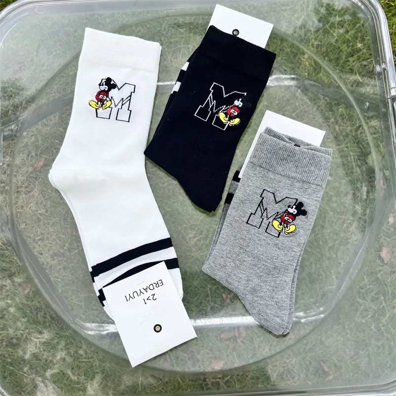 Disney Anime Mickey Mouse Socks Kawaii Four Seasons Ventilation Wear-Resisting Mid Length Socks Cute Girl Fashion Leisure Socks