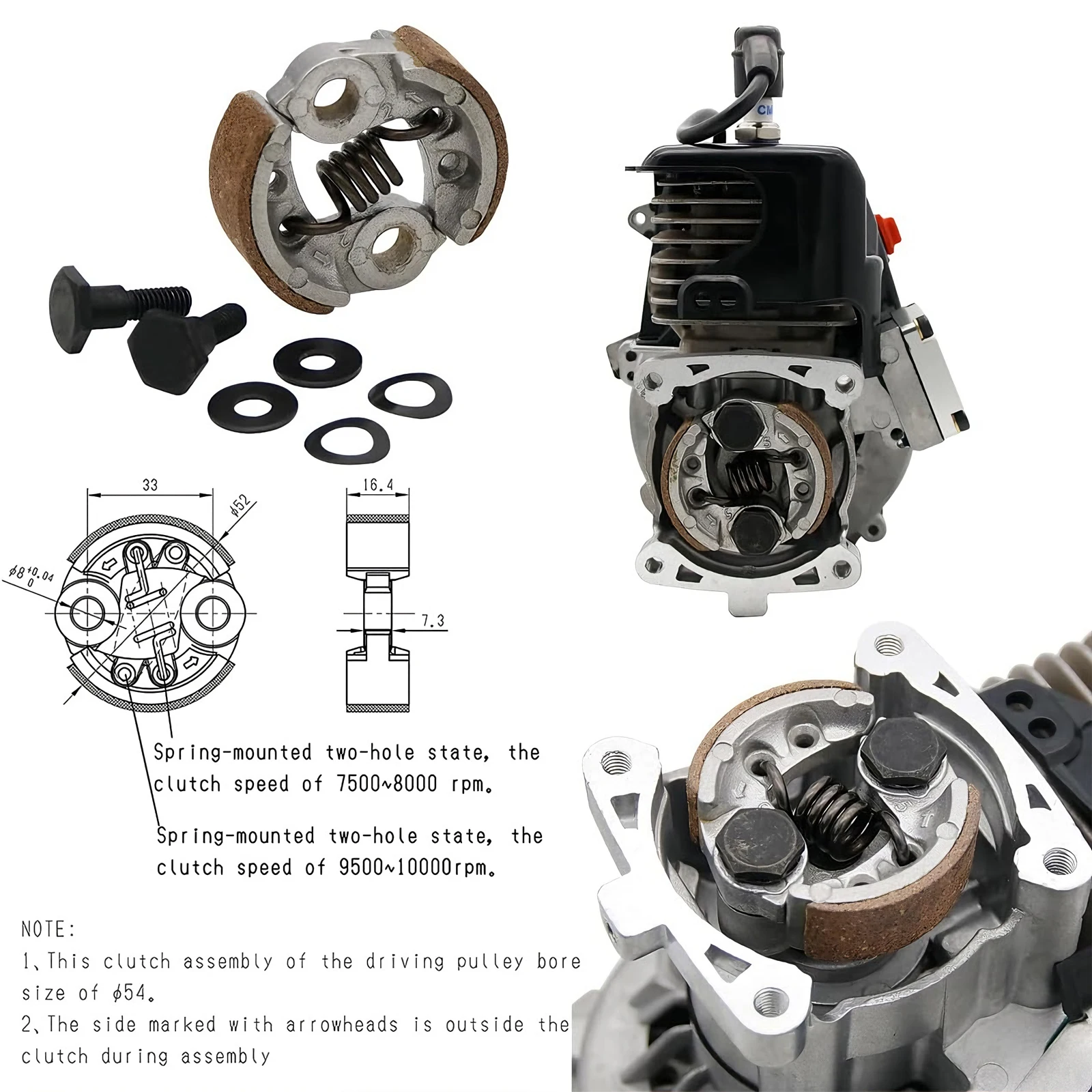 TSRW RC voiture 7500 ~ 10000 tr/min Kit d'embrayage réglable moteur 23CC-71CC pour 1/5 HPI ROFUN ROVAN KM Baja Losi 5ive T FG GoPed RedCat