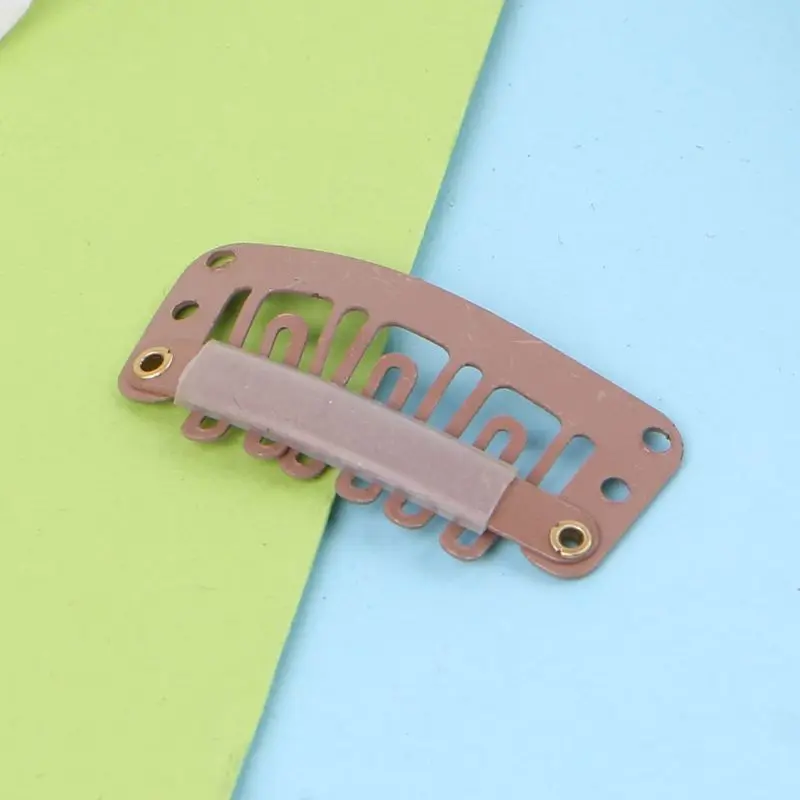 Hot 32mm 10 pezzi clip capelli a scatto marrone medio per l'estensione dei capelli della parrucca Dropshipping