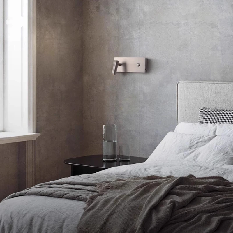 

Light luxury bedroom bedside reading wall eye protection full spectrum wall lamp led with switch simple dimming