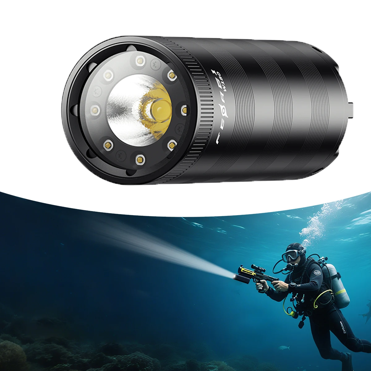 Hot selling;W180 Rechargeable LED Diving Flashlight Super Bright Powerful IP68 Waterproof Spotlight Durable Torch for