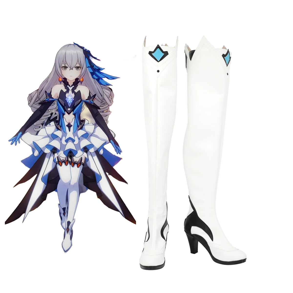 

Honkai Impact 3 Herrscher of Truth Bronya Cosplay Shoes Custom White Boots Any Size