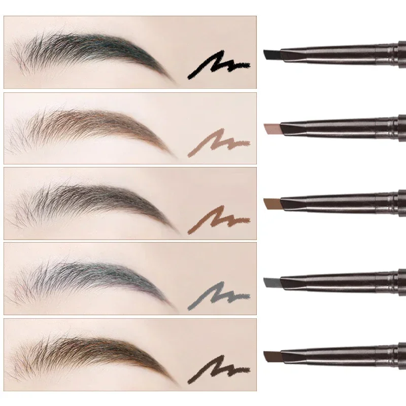 Heallor Waterproof Matte Eyebrow Pen Makeup Double Head Lasting Black Brown Grey Non-Smudged Eye Brow Pencil Tint with Brush Cos