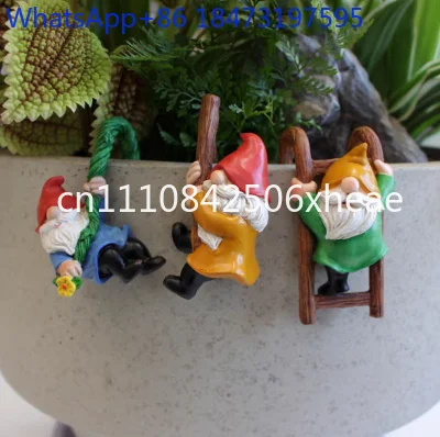 3Pc Flower Pot Dwarf Hanging Ornaments, Mini Dwarf Resin Statue, Garden Dwarf Micro Landscape Decorative Statue Miniature Statue