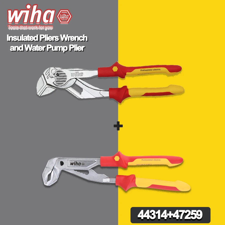 

WIHA 2PCS/1PCS 1000V VDE Insulated Water Pump Plier and Pliers Wrench Electricians' Tool 44314 47259