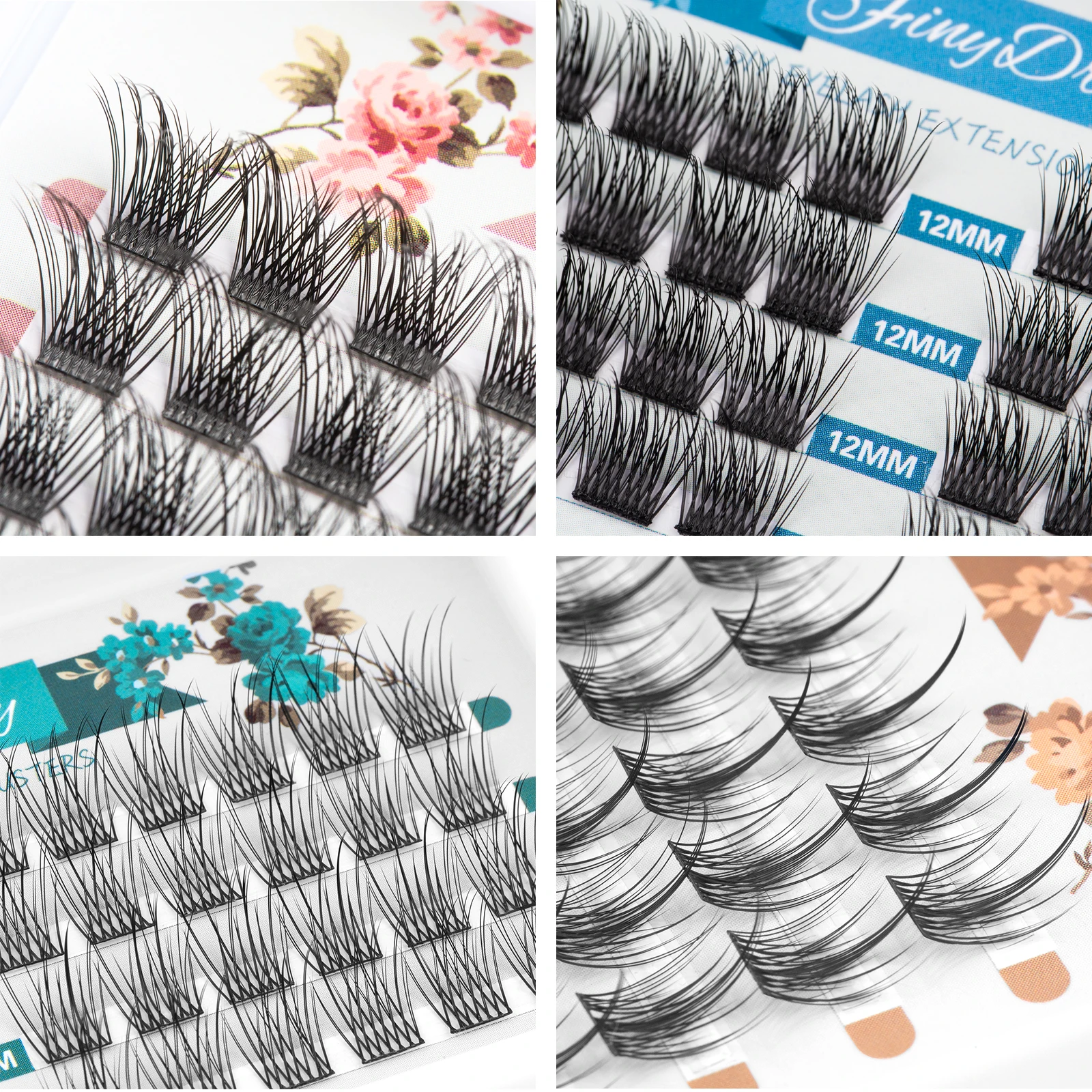 192PCS Cluster Lashes DIY Individual Eyelash Extension 3D Volume Lash C Curl Segmented False Lashes Natural Fluffy Eyelashes