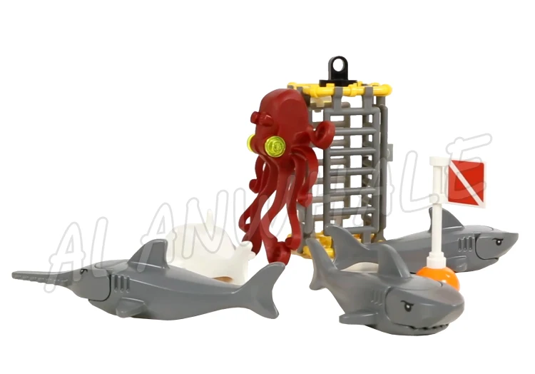 774 pçs cidade exploração do mar profundo navio submarino scooter navio tubarão 02012 bloco de construção brinquedos compatíveis com o modelo