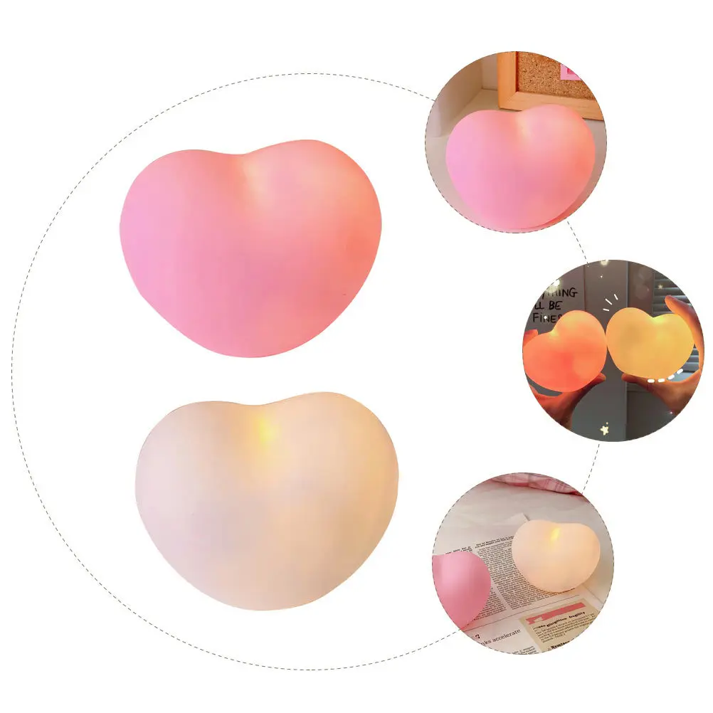 

2pcs Creative Love Heart Shape Light For Bedside Home Decor Warm Glow Bedside Lamp Desktop Lamp Adorn