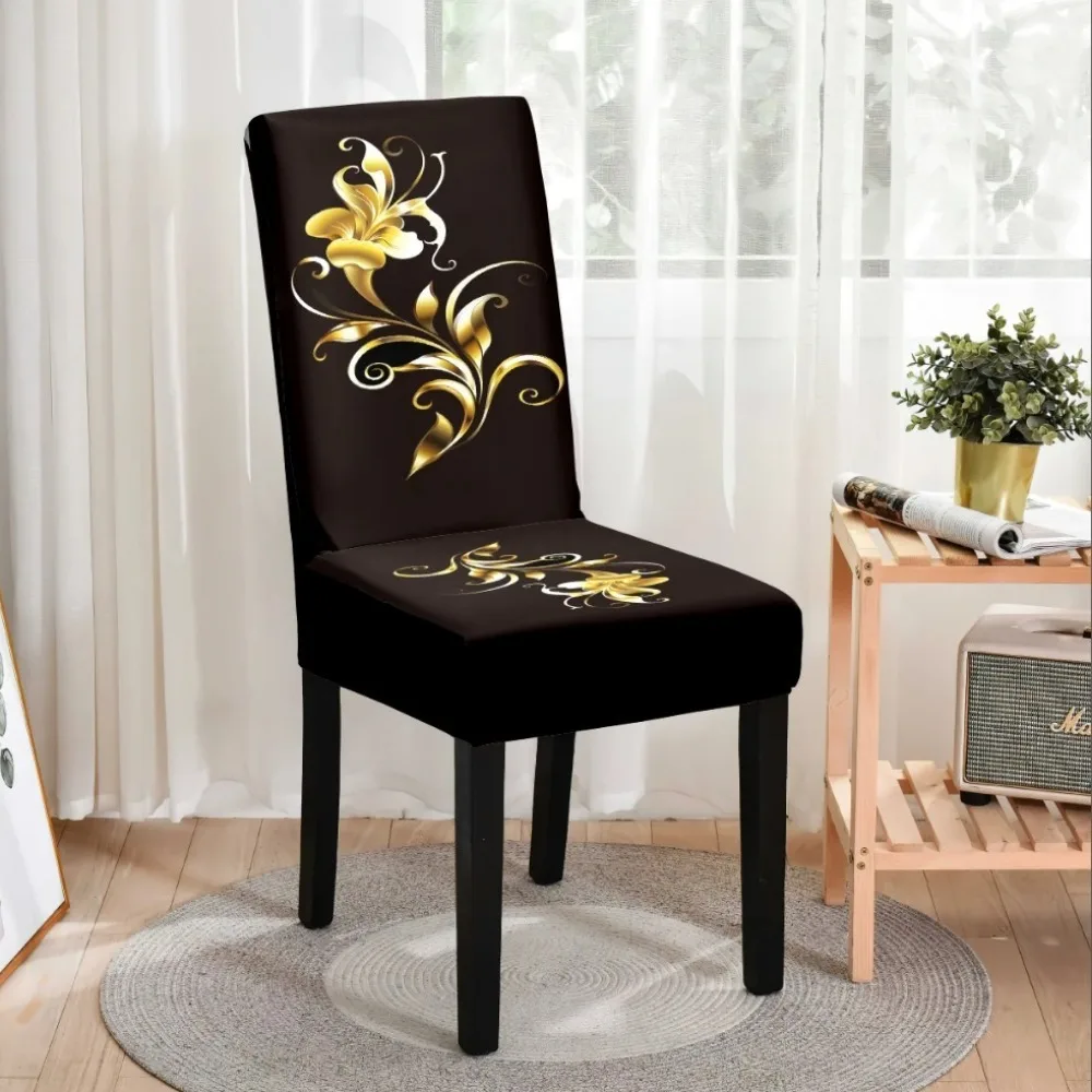 2/4/6pcs Printed All Inclusive Milk Silk Chair Covers Dust-proof New Look of Chair Easy To Install Remove Fit Dining Room Study