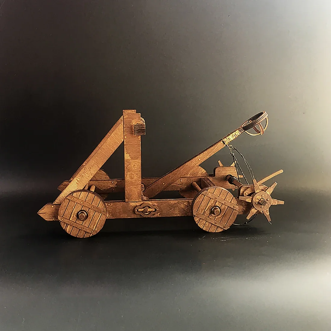 Torsion Single Arm Trebuchet Catapulta Machine DIY Ancient Chariot Model Siege Car Wooden 3D Puzzle Need Assembly