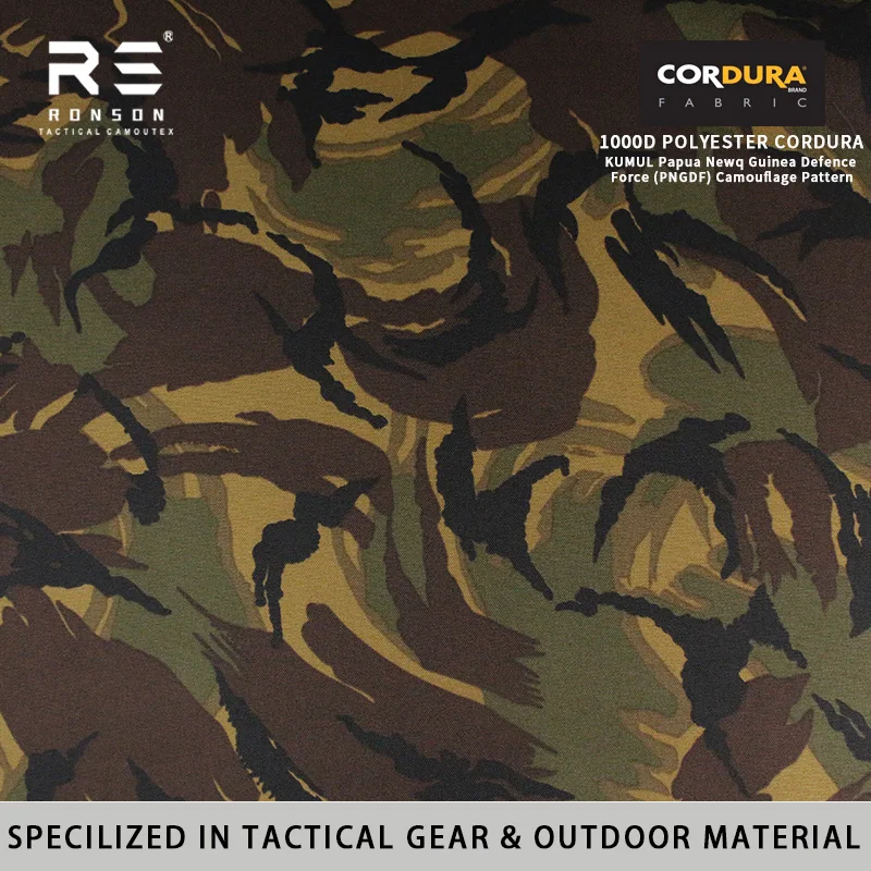Papua Nuova Guinea KUMUL Camouflage Tessuto Cordura in poliestere 1000D stampato impermeabile e rivestito in PU per borse e attrezzature tattiche