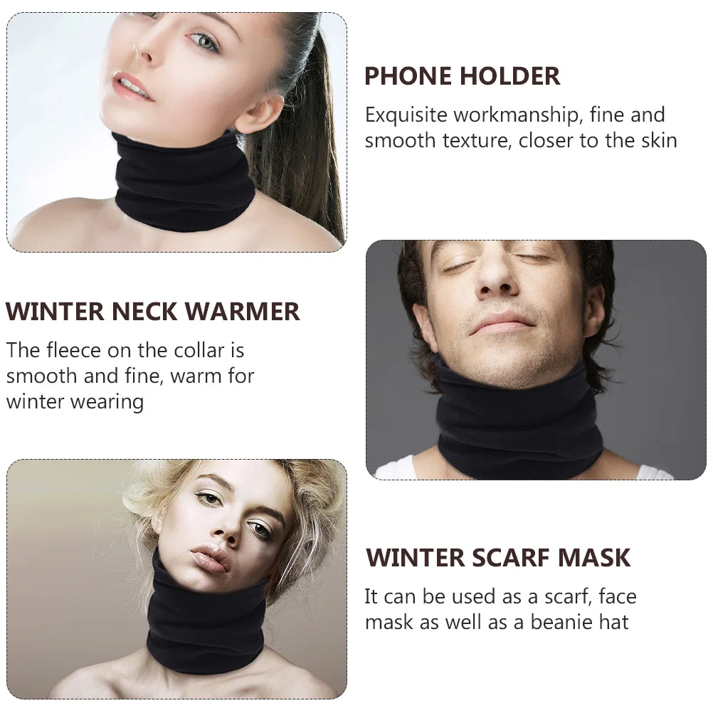 

2Pcs Winter Neck Warmer Scarf Double Layer Thermal Collar Scarves for Skiing Hiking Cycling Windproof Face Mask Knit Circle