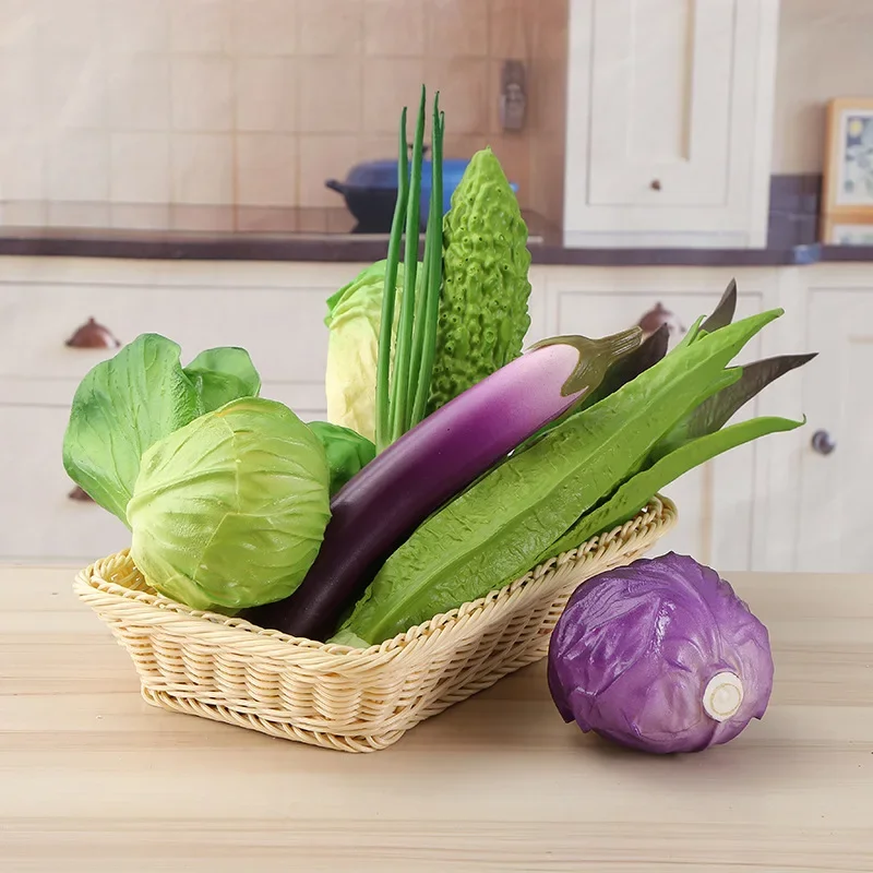 1pcs Artificial Vegetables Simulation Vegetable Model Fake Lettuce Eggplant Photography Prop Kids Play Kitchen Toys