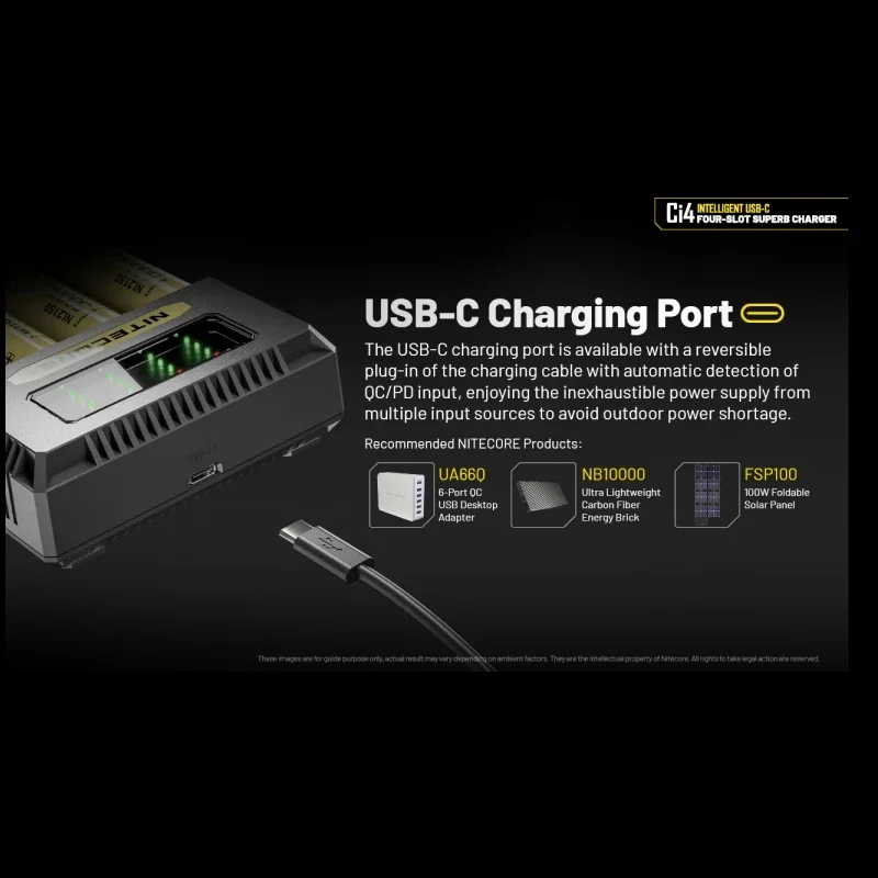 Imagem -06 - Nitecore Intelligent Faster Carregamento Carregador de Bateria qc Usb Slots Compatível aa Aaa Ci4 1865018350